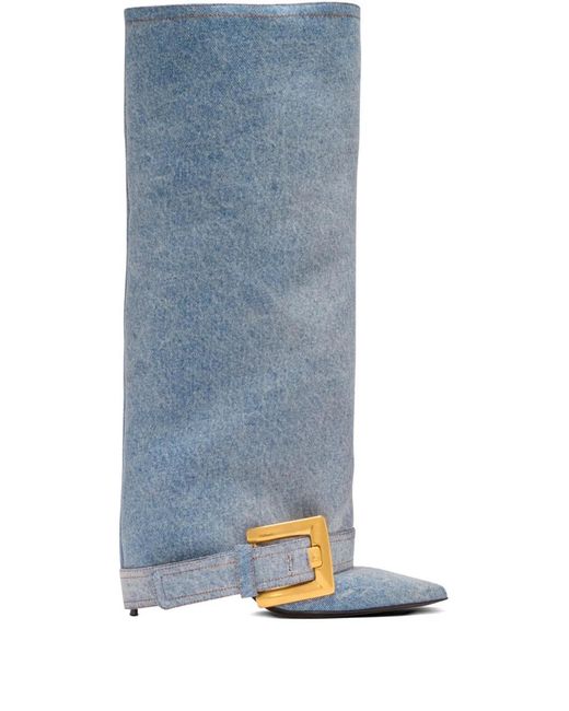Balmain Blue Anthem Knee-High Boots
