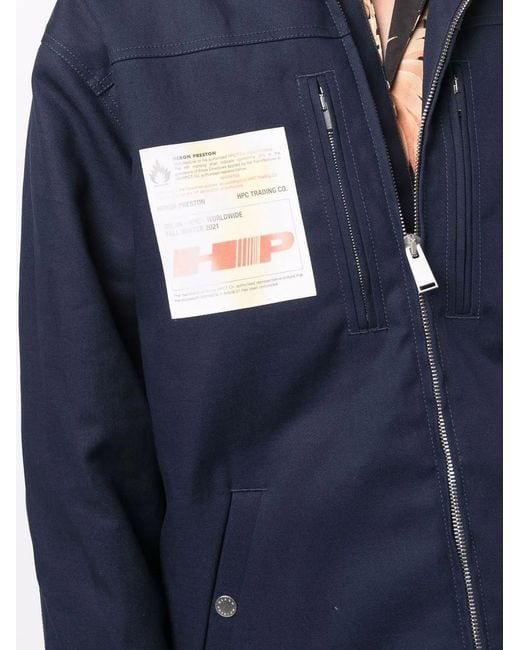Heron Preston Blue Patch-Detail Hooded Jacket for men