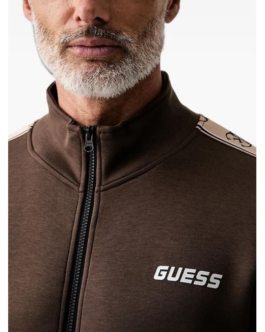 Guess Black Logo-Tape Zip-Up Sweater for men