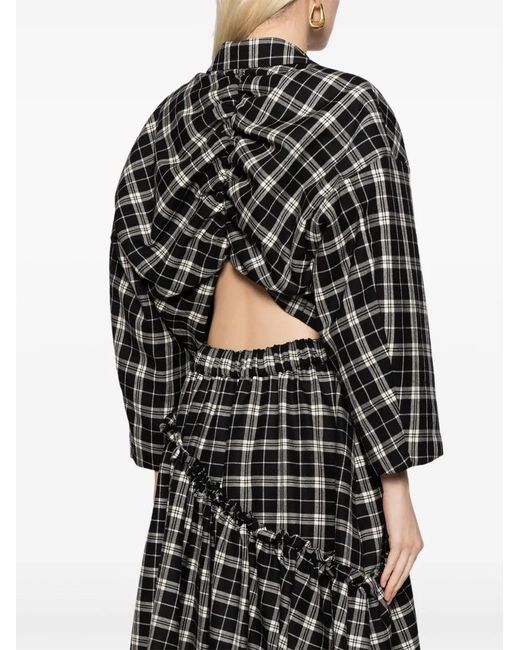 Noir Kei Ninomiya Black Checked Cropped Blazer