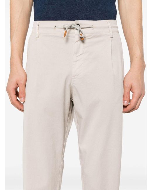 Eleventy White Drawstring-fastening Straight-leg Trousers for men