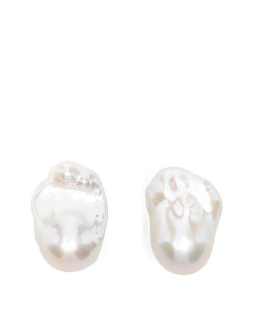 Monies White Marée Geometric-Design Earrings