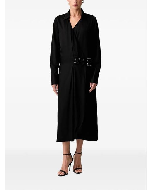 Trussardi Black Belted Wrap-Style Midi Dress