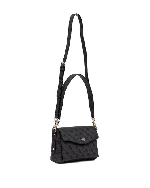 Guess Black Brenton Monogram-Print Shoulder Bag