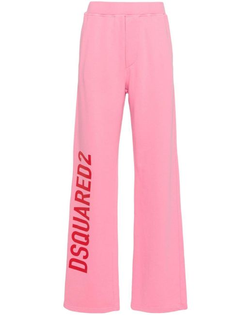 DSquared² Pink Logo-print Cotton Track Pants
