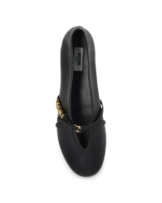 Moschino Black Leather Ballerinas