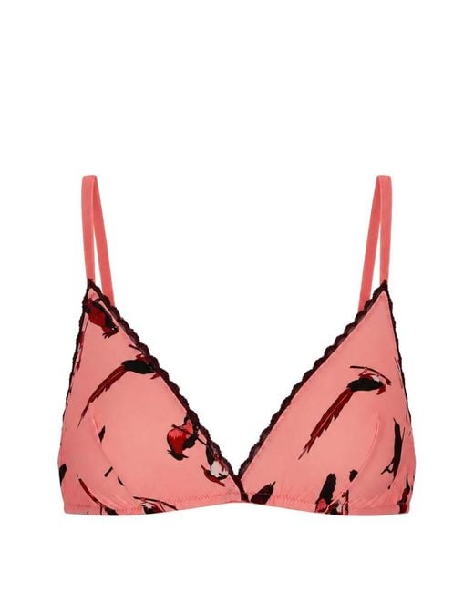 Laura Urbinati Red Soutien-Gorge Imprimé À Bords Festonnés