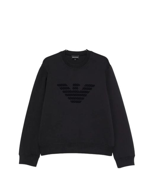 Emporio Armani Black Logo-Print Crew-Neck Sweatshirt for men