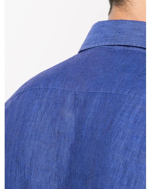 Frescobol Carioca Blue Classic Linen Shirt for men