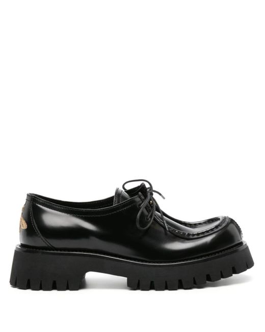 Gucci Black Interlocking G-plaque Leather Loafers