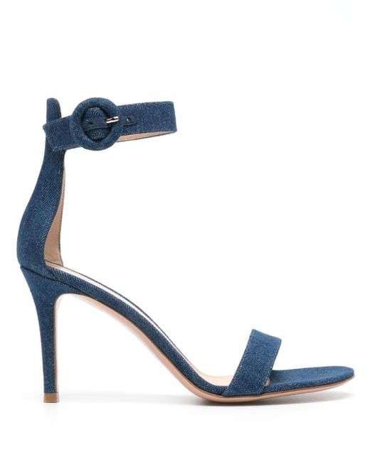 Gianvito Rossi Blue Portofino 85mm Denim Sandals