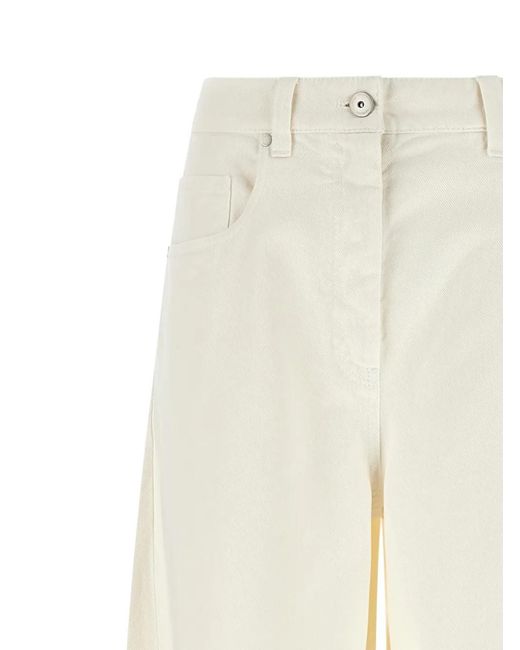 Brunello Cucinelli White Dyed Denim Wide-Leg Jeans
