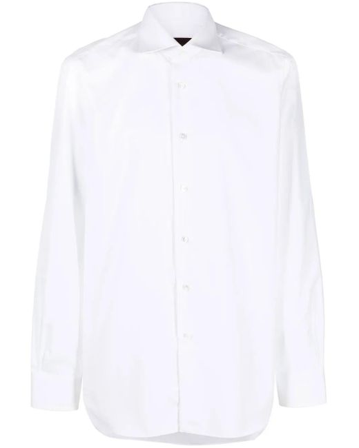 Barba Napoli White Cutaway-Collar Cotton Shirt for men
