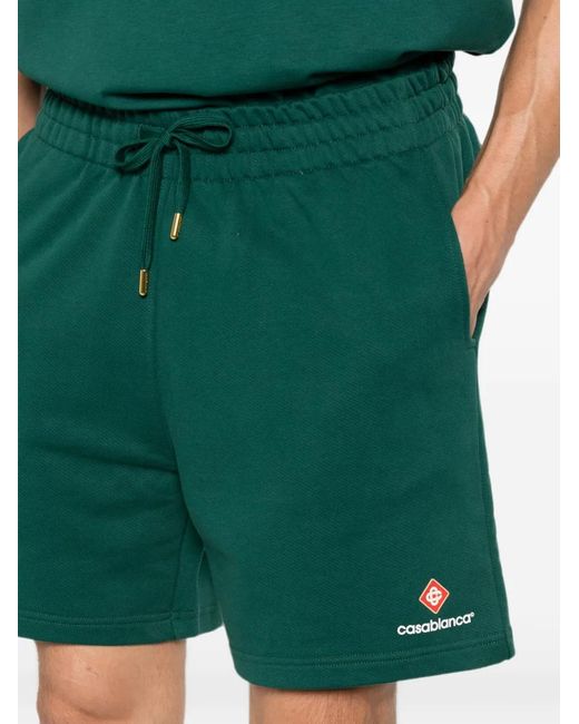 Casablanca Green Logo-Patch Drawstring Shorts for men