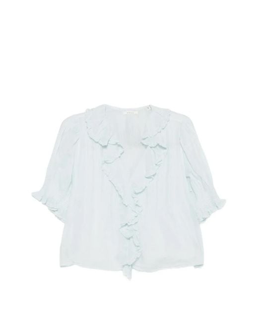 Doen White Henri Ruffled Blouse