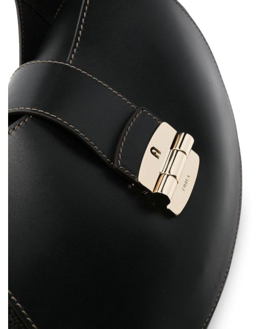 Furla Black Logo-debossed Leather Shoulder Bag