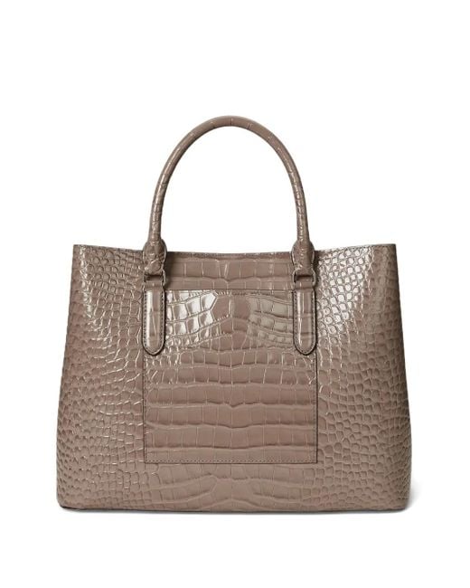 Ralph Lauren Brown Embossed-Leather Tote Bag