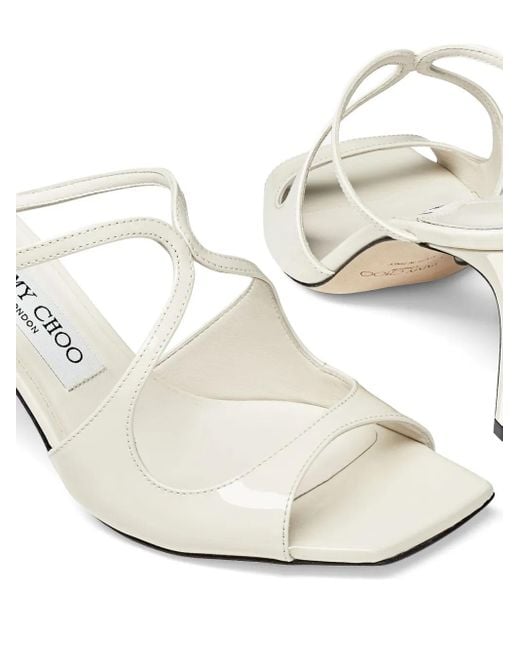 Jimmy Choo White Anise 75Mm Patent-Leather Mules