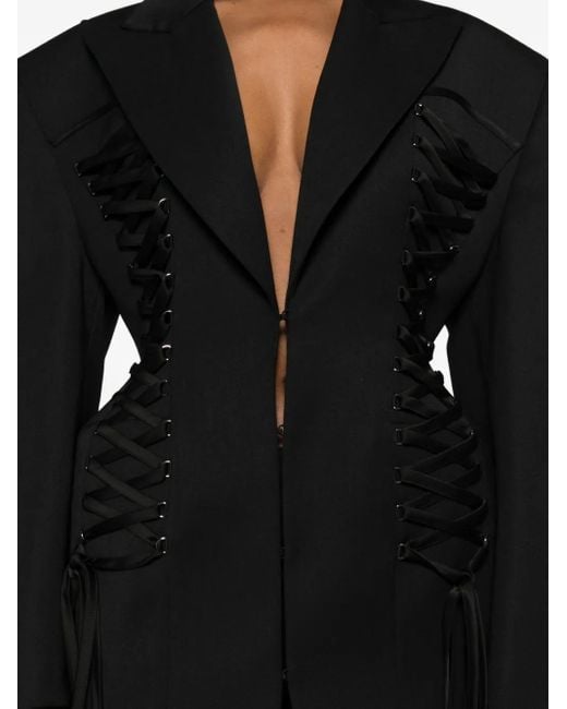 Nissa Black Lace-Up Blazer