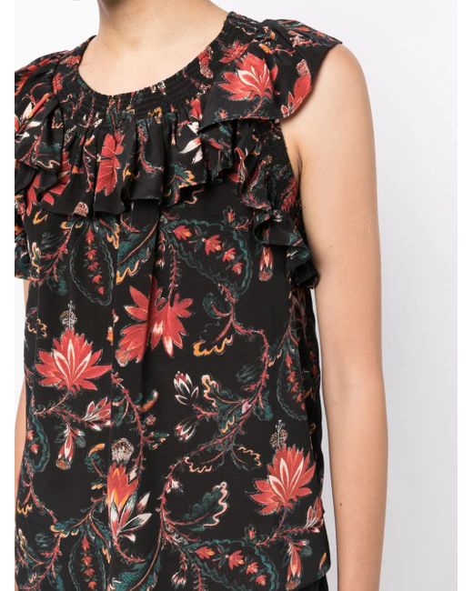 Ulla Johnson Black Tulip Floral-Print Blouse