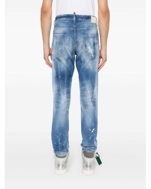 DSquared² Cool Guy Gerafelde Skinny Jeans in het Blue voor heren