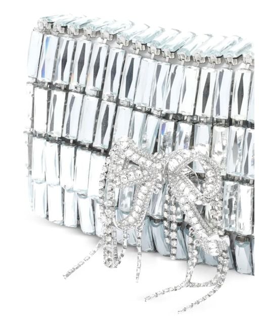 Self-Portrait White Crystal-Embellished Bow Shoulder Bag
