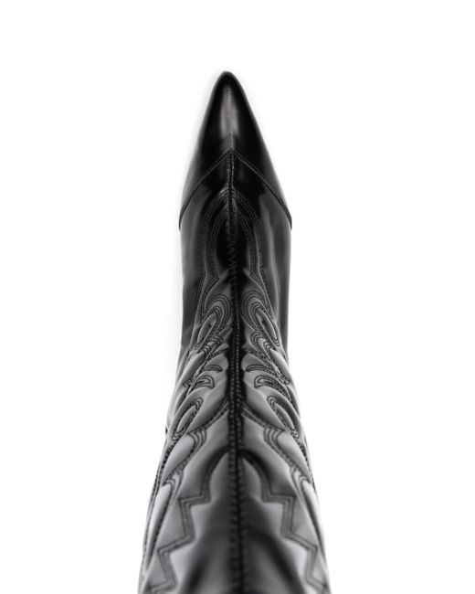 Toga Black Leather Cowboy Boots