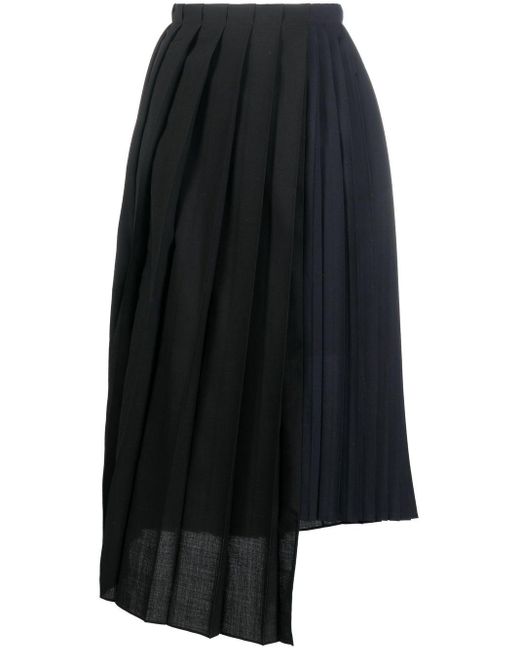 Sacai Draped Box-pleat Midi Skirt in Black | Lyst Canada