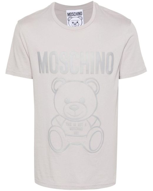 Moschino White Rubberised-logo T-shirt for men