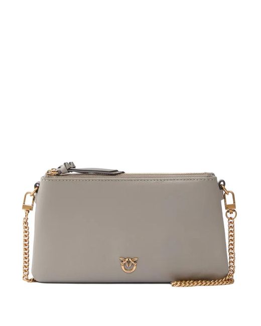 Pinko Gray Double-Zip Chain Mini Bag