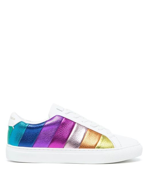 Kurt Geiger Purple Lane-Stripe Low-Top Sneakers