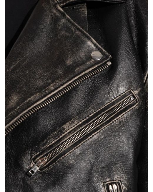 Vetements Black Veste Ceinturée En Cuir À Effet Usé