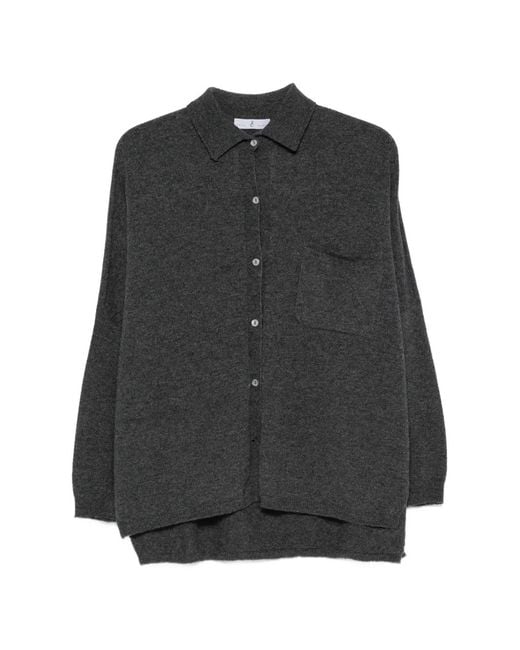 Whyci Gray Button-Up Chest-Pocket Cardigan