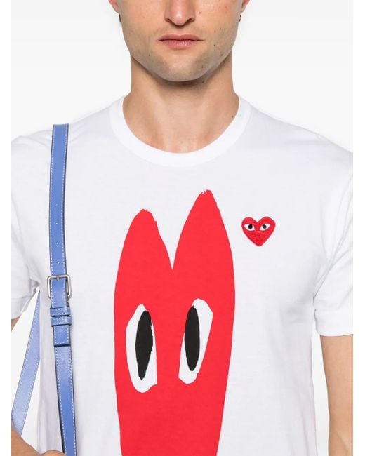 COMME DES GARÇONS PLAY Red T-shirt With Contrasting Logo for men