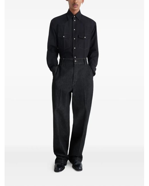 Lemaire Blue Maxi Barrel Patch-Pockets Trousers for men