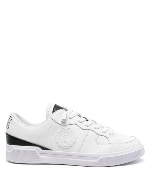 Just Cavalli White Logo-patch Leather Sneakers for men