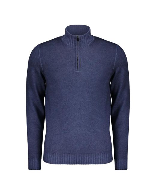 Moorer Blue Quarter-Zip Virgin-Wool Sweater for men