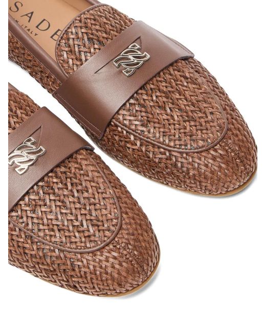 Casadei Brown Hanoi Woven-Leather Loafers