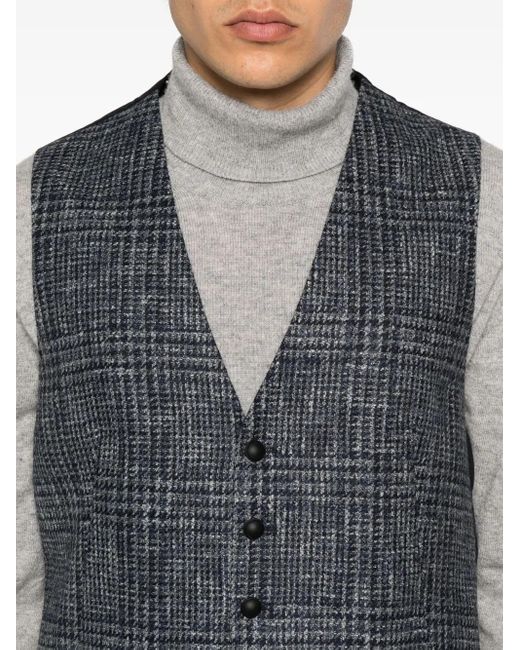 Tagliatore Gray Check-Print Waistcoat for men