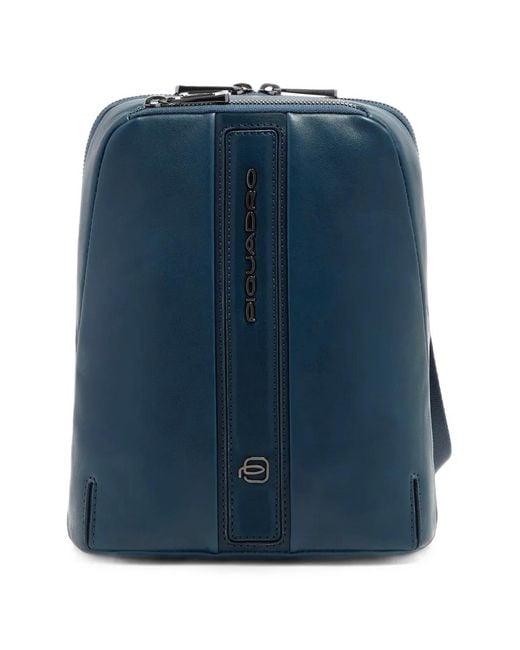 Piquadro Blue Logo-Plaque Messenger Bag for men