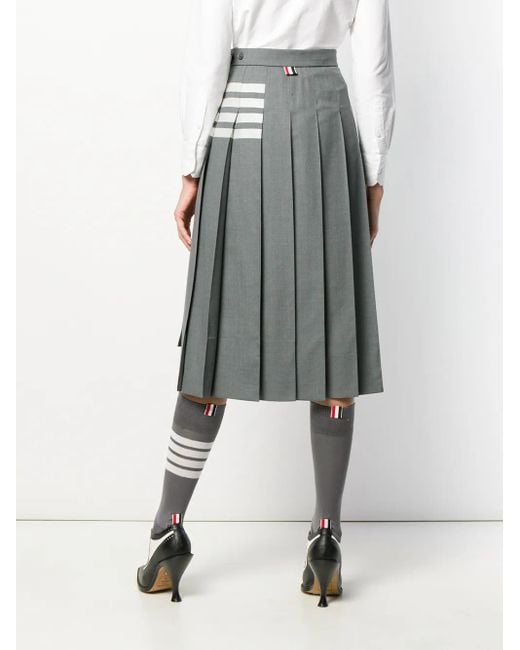 Thom Browne Gray 4-Bar Pleated Skirt