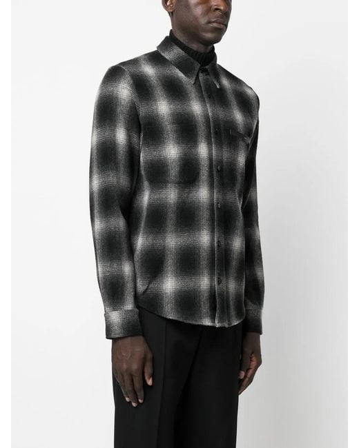 Amiri Black Logo-Patch Check-Print Shirt for men