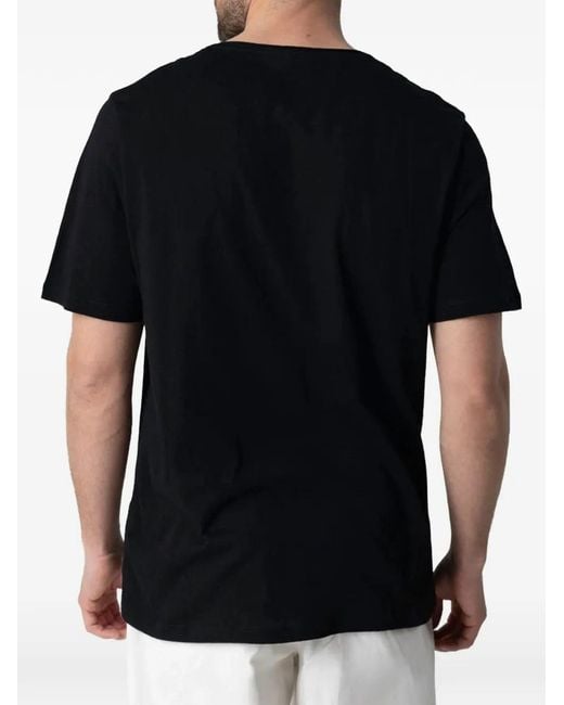 Majestic Filatures Black Raw-Edge Short-Sleeved T-Shirt for men