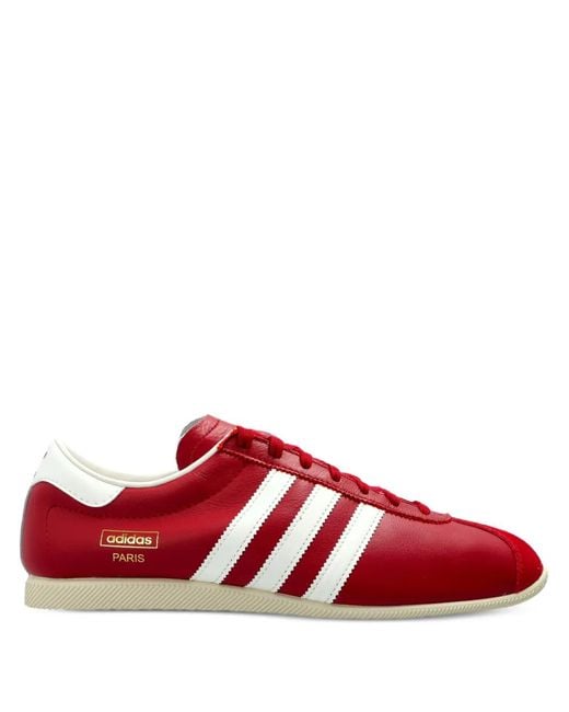 Adidas Red Paris Stripes Lace-Up Sneakers