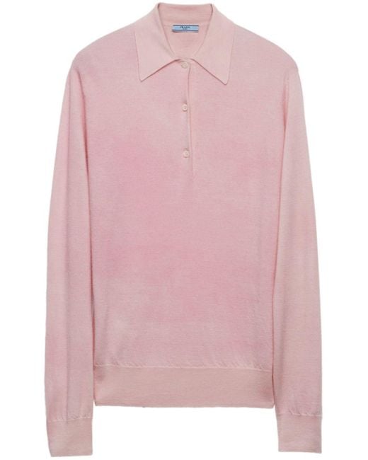 Prada Pink Fine-knit Cashmere Polo Shirt