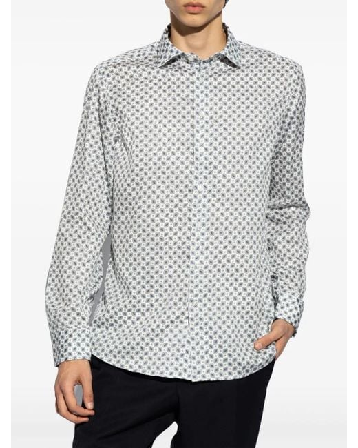 Etro White Cotton Shirt With Paisley Print for men