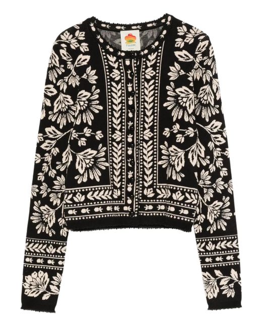 Farm Rio Black Cardigan mit Blumen-Print