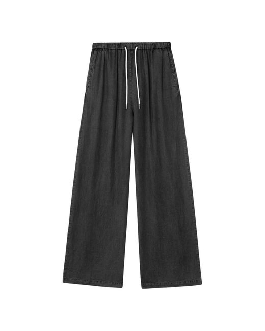 B+ AB Black Drawstring-Waist Wide-Leg Jeans