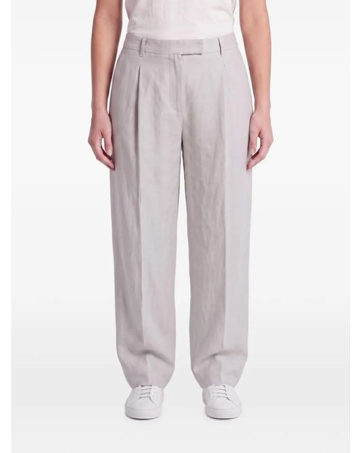 Brunello Cucinelli Gray Pleated Straight-Leg Trousers