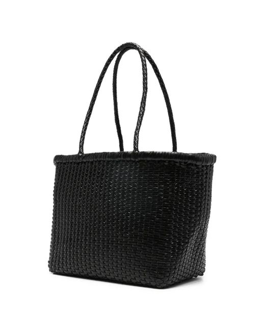 Dragon Diffusion Black Small B Weave Leather Tote Bag